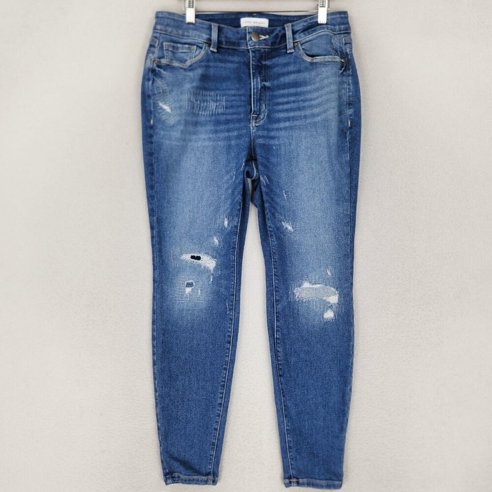 Lane Bryant Distressed Skinny Jeans - Medium Blue Wash